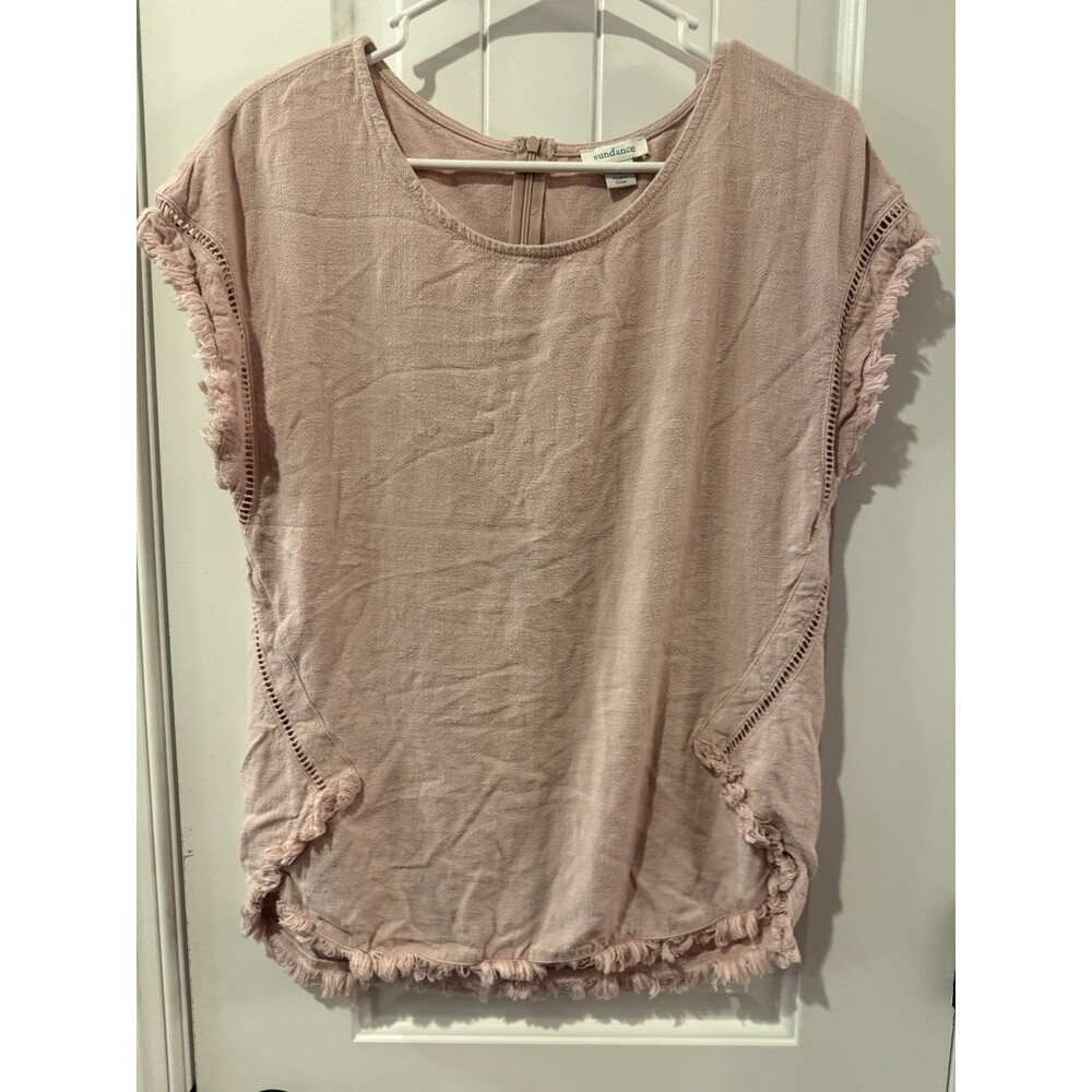 Sundance NWOT Architectural Delight Top Tunic  Soft‎ Rose Fringe Women Sz S